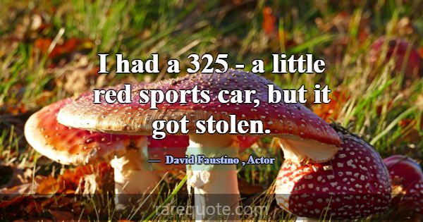 I had a 325 - a little red sports car, but it got ... -David Faustino