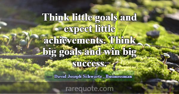 Think little goals and expect little achievements.... -David Joseph Schwartz