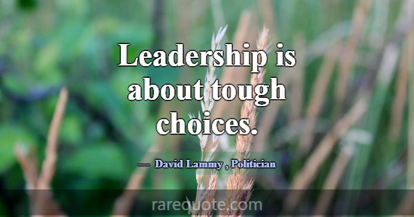 Leadership is about tough choices.... -David Lammy