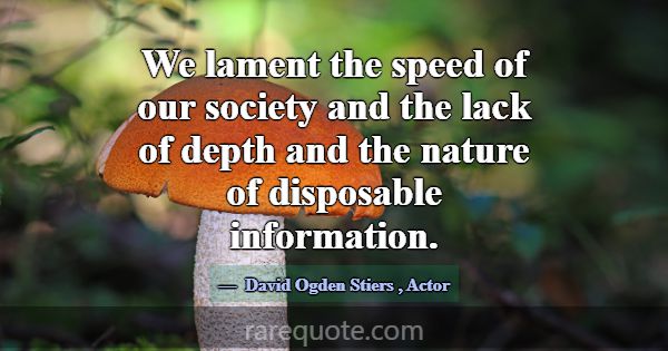 We lament the speed of our society and the lack of... -David Ogden Stiers