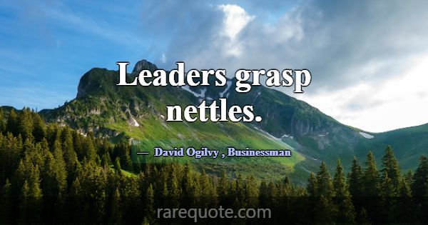 Leaders grasp nettles.... -David Ogilvy