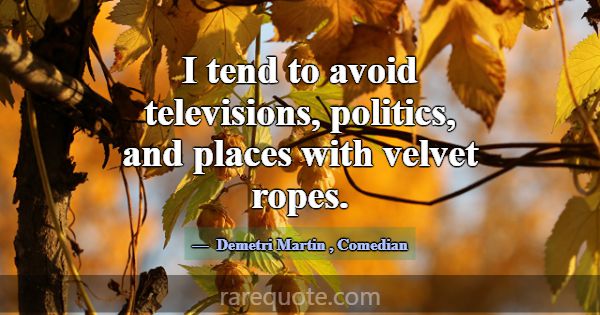 I tend to avoid televisions, politics, and places ... -Demetri Martin