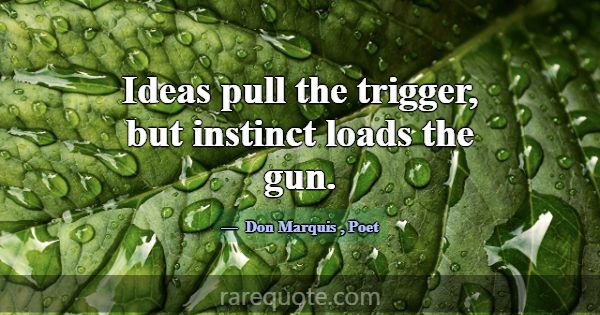 Ideas pull the trigger, but instinct loads the gun... -Don Marquis