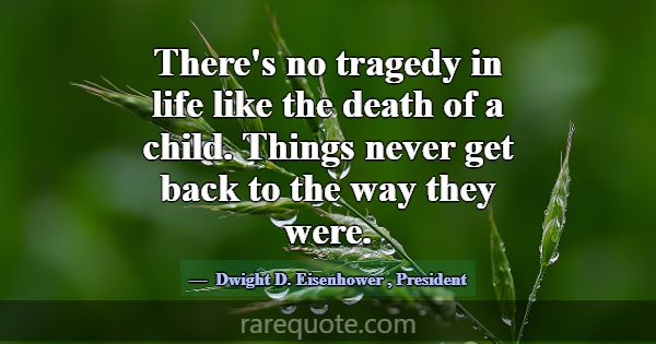 There's no tragedy in life like the death of a chi... -Dwight D. Eisenhower