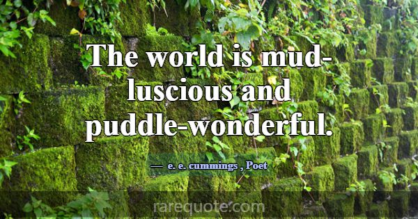 The world is mud-luscious and puddle-wonderful.... -e. e. cummings