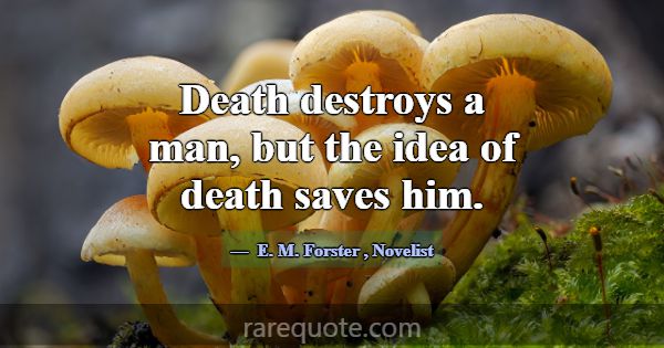 Death destroys a man, but the idea of death saves ... -E. M. Forster
