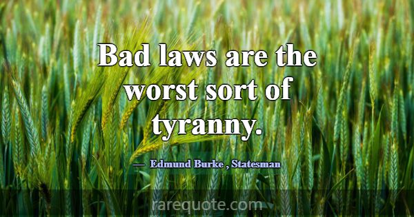 Bad laws are the worst sort of tyranny.... -Edmund Burke