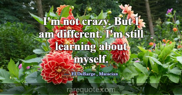 I'm not crazy. But I am different. I'm still learn... -El DeBarge