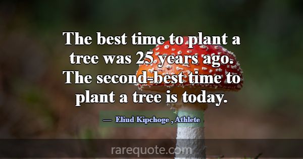 The best time to plant a tree was 25 years ago. Th... -Eliud Kipchoge