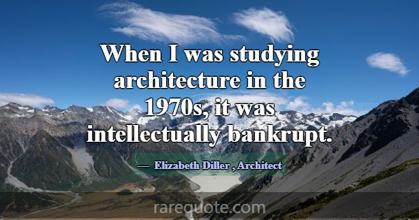 When I was studying architecture in the 1970s, it ... -Elizabeth Diller