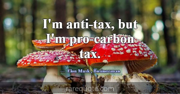 I'm anti-tax, but I'm pro-carbon tax.... -Elon Musk