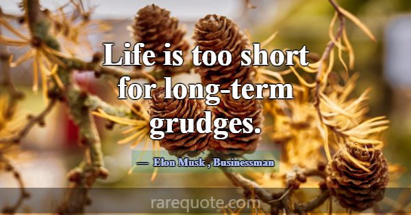 Life is too short for long-term grudges.... -Elon Musk