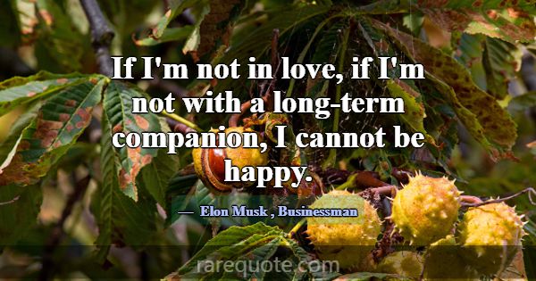 If I'm not in love, if I'm not with a long-term co... -Elon Musk