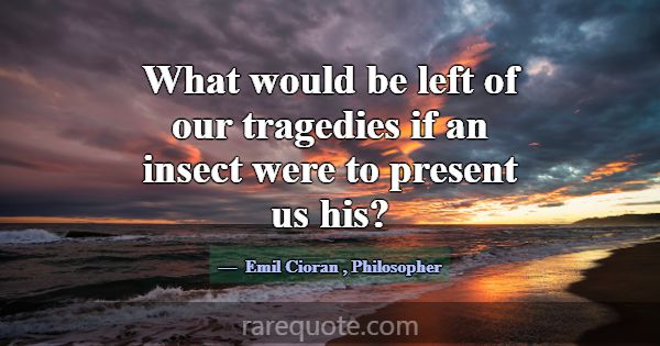 What would be left of our tragedies if an insect w... -Emil Cioran