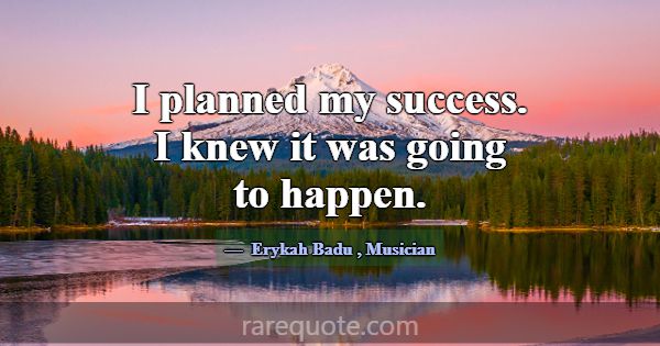 I planned my success. I knew it was going to happe... -Erykah Badu