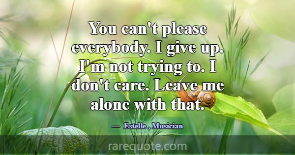 You can't please everybody. I give up. I'm not try... -Estelle