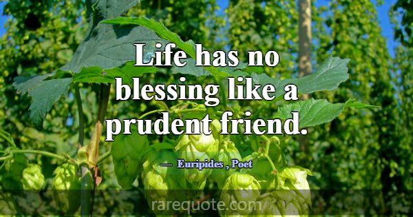 Life has no blessing like a prudent friend.... -Euripides