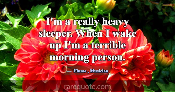 I'm a really heavy sleeper. When I wake up I'm a t... -Flume