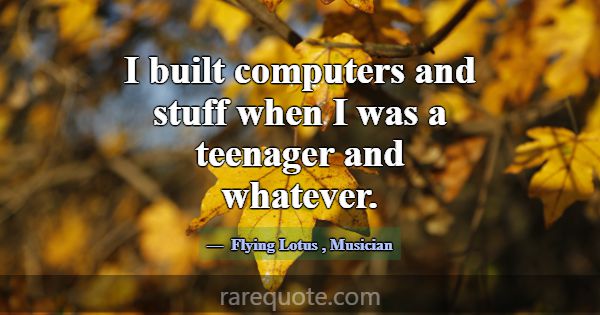 I built computers and stuff when I was a teenager ... -Flying Lotus