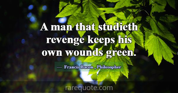 A man that studieth revenge keeps his own wounds g... -Francis Bacon