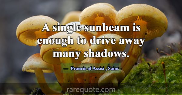 A single sunbeam is enough to drive away many shad... -Francis of Assisi