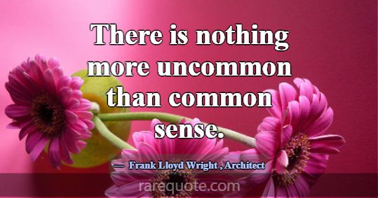 There is nothing more uncommon than common sense.... -Frank Lloyd Wright