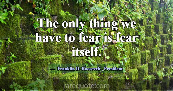 The only thing we have to fear is fear itself.... -Franklin D. Roosevelt