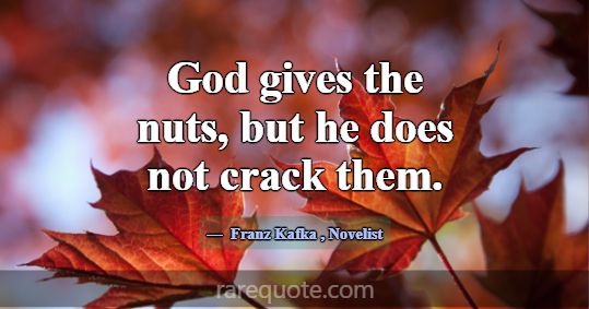 God gives the nuts, but he does not crack them.... -Franz Kafka