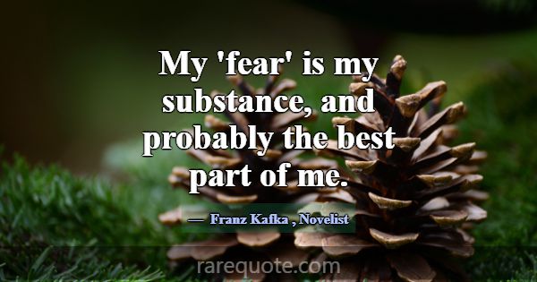 My 'fear' is my substance, and probably the best p... -Franz Kafka