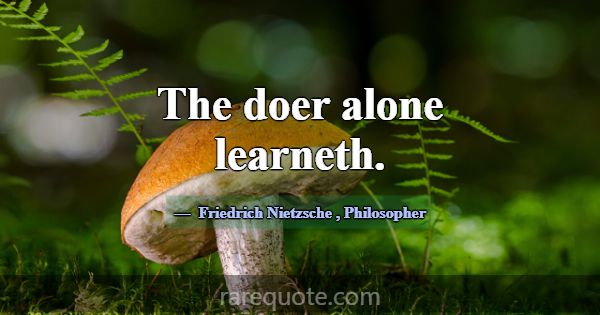 The doer alone learneth.... -Friedrich Nietzsche