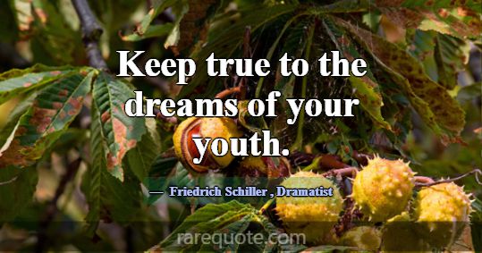 Keep true to the dreams of your youth.... -Friedrich Schiller