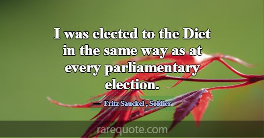 I was elected to the Diet in the same way as at ev... -Fritz Sauckel