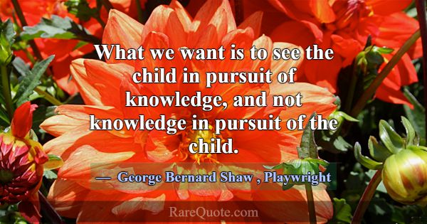 What we want is to see the child in pursuit of kno... -George Bernard Shaw