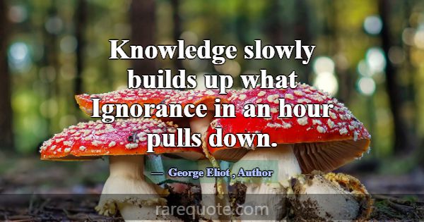 Knowledge slowly builds up what Ignorance in an ho... -George Eliot
