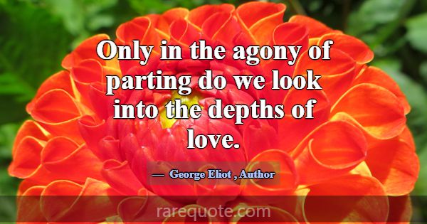 Only in the agony of parting do we look into the d... -George Eliot