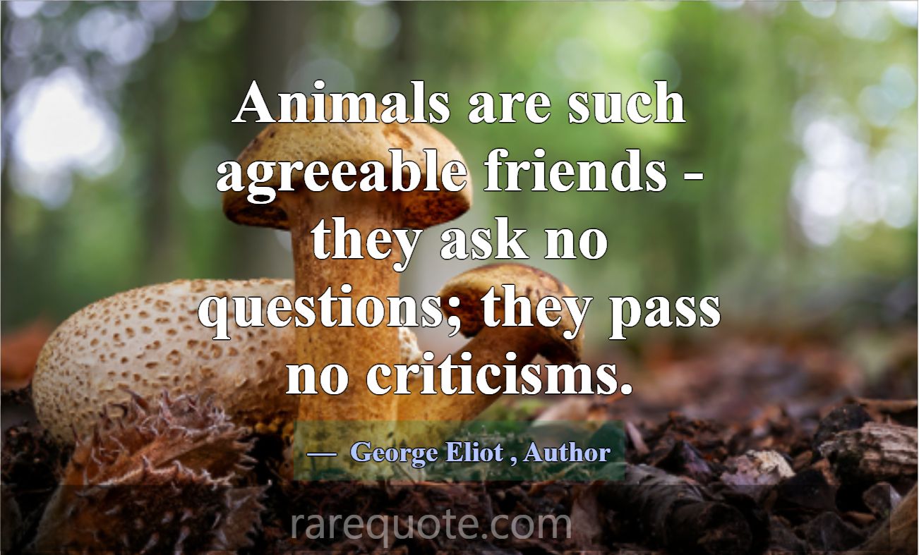 Animals are such agreeable friends - they ask no q... -George Eliot