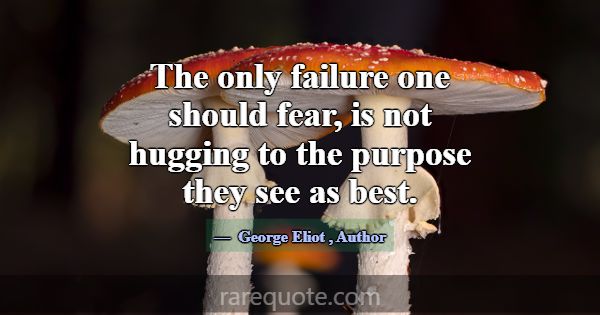 The only failure one should fear, is not hugging t... -George Eliot