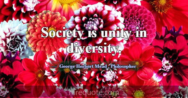 Society is unity in diversity.... -George Herbert Mead