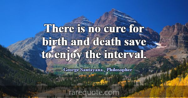 There is no cure for birth and death save to enjoy... -George Santayana