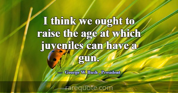 I think we ought to raise the age at which juvenil... -George W. Bush