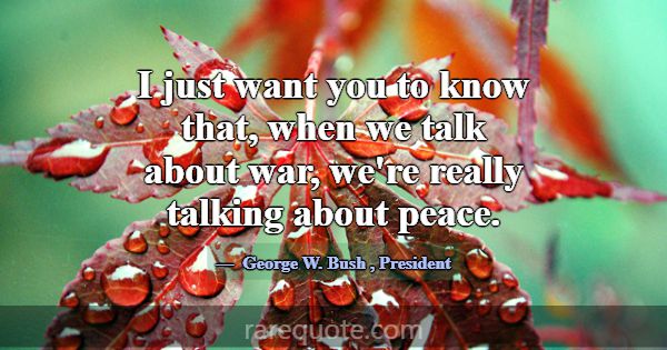 I just want you to know that, when we talk about w... -George W. Bush