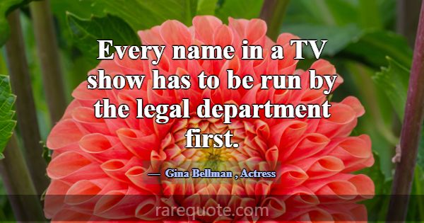 Every name in a TV show has to be run by the legal... -Gina Bellman