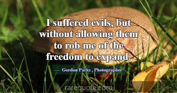 I suffered evils, but without allowing them to rob... -Gordon Parks