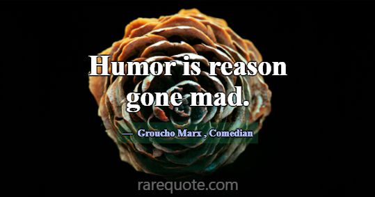 Humor is reason gone mad.... -Groucho Marx