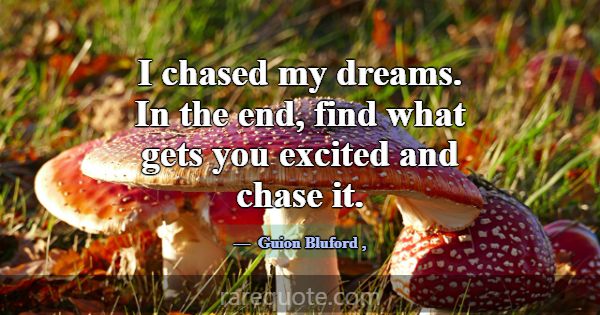 I chased my dreams. In the end, find what gets you... -Guion Bluford