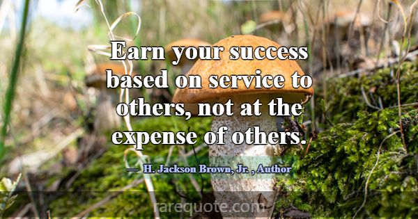 Earn your success based on service to others, not ... -H. Jackson Brown, Jr.
