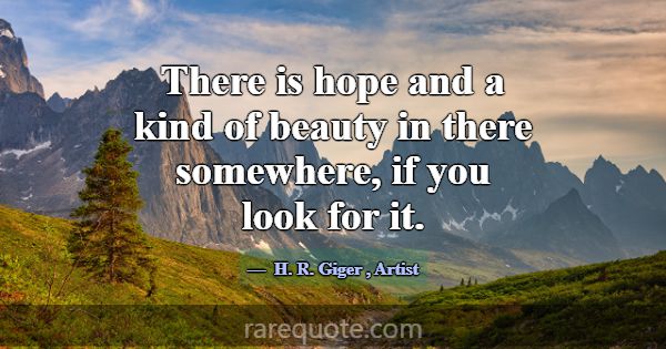 There is hope and a kind of beauty in there somewh... -H. R. Giger