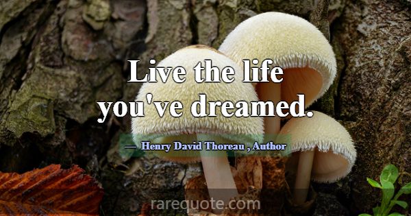 Live the life you've dreamed.... -Henry David Thoreau
