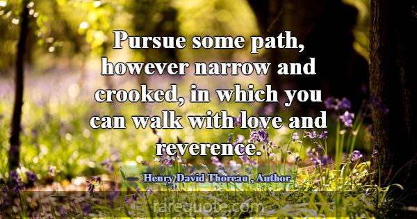 Pursue some path, however narrow and crooked, in w... -Henry David Thoreau