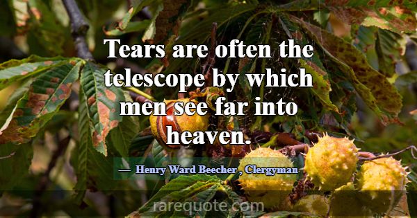 Tears are often the telescope by which men see far... -Henry Ward Beecher